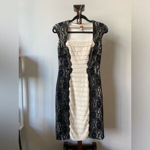 Cache Black and white lace dress size 6